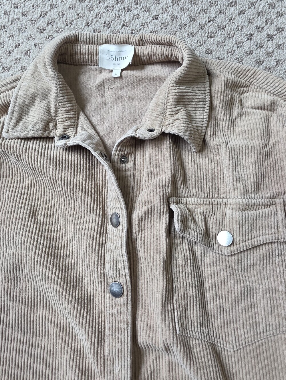 Bohme Corduroy Snap Shirt Jacket in Camel - Picture 4 of 9